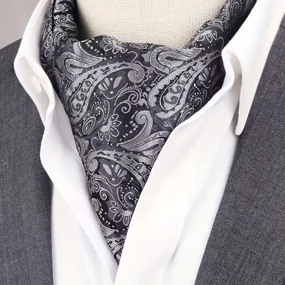 Double-Sided Shirt Scarf  Stylish Versatile Accessory paisley pattern dark gray - Picture 1 of 3